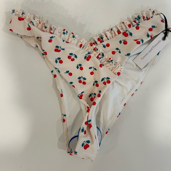 Lovers + Friends Willow Cherry Print Bikini Bottom Size Small NWT - Picture 4 of 7